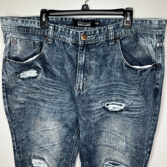 Diamond Dollar Men's Straight Leg Ripped Jeans Size 40/30 - Picture 9 of 14